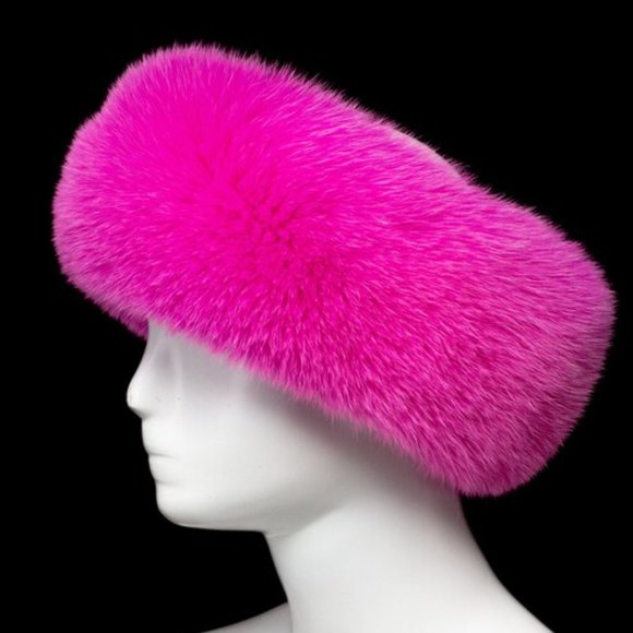 Hot Pink Real Fox Headband/Scarf